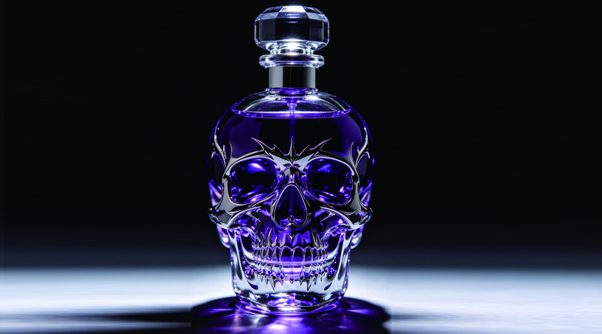 Skull-shaped perfume bottle