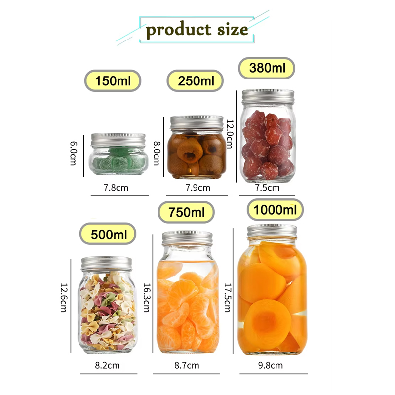 Wide Mouth Glass Mason Jar with Screw Cap 