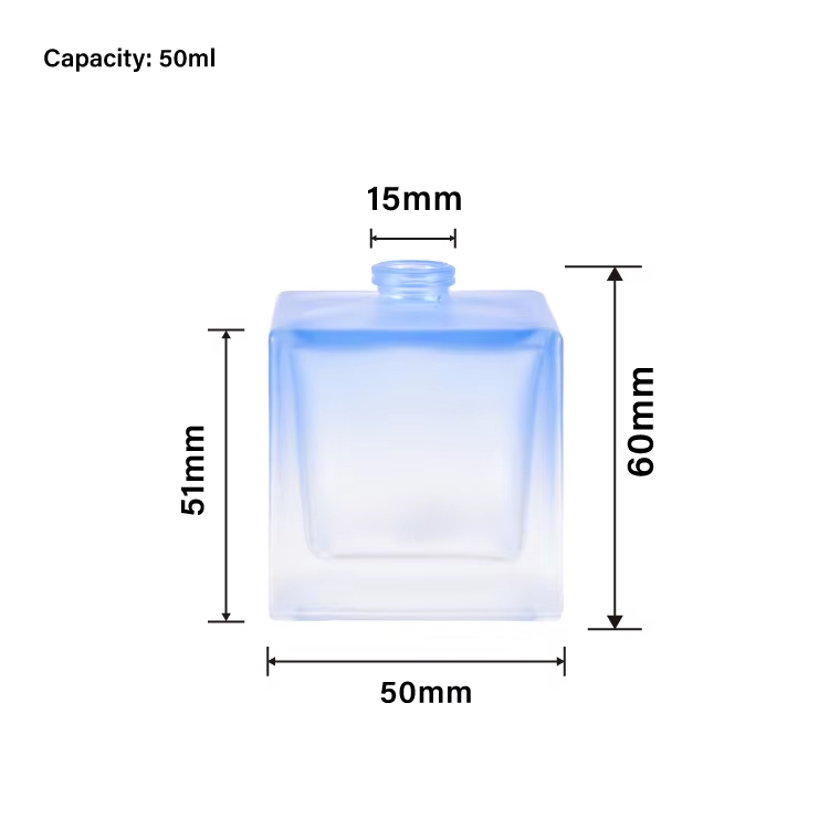 Frosted 50ml Refillable Blue Green Glass Perfume Spray Bottle