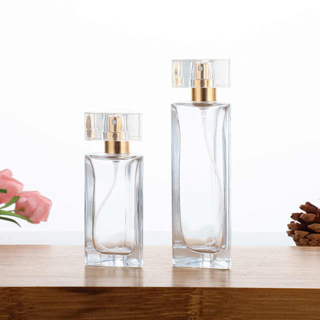 Luxury Unique Triangular Prism 30ml 45ml Empty Perfume Glass Bottles with Pump Spray Lid And Box Customizable