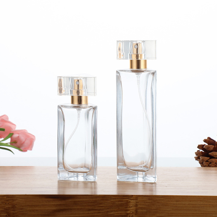 Luxury Unique Triangular Prism 30ml 45ml Empty Perfume Glass Bottles with Pump Spray Lid And Box Customizable