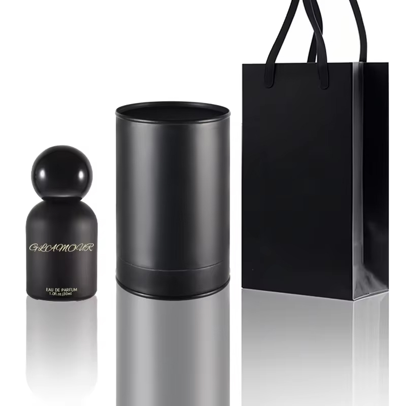 Black Glass Perfume Bottle with Metal Lid