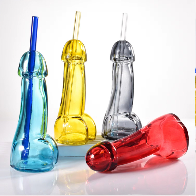 Male Penis Shaped Glass Bottle Cocktail Glass