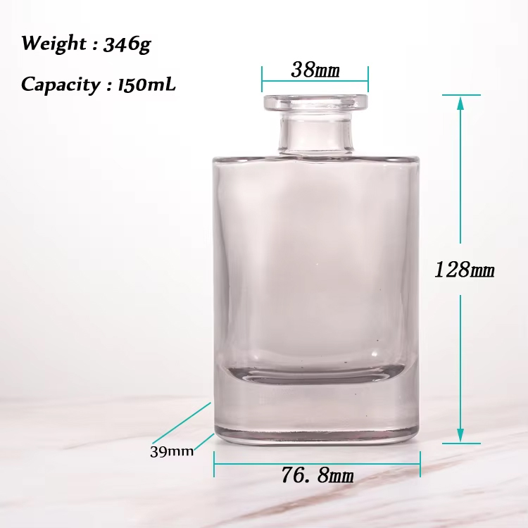 Wholesale 150ml Square Empty Glass Reed Diffuser Bottle with Cork