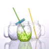 16 Oz Drinking Jar Mug Glasses with Handles Straws Lids Colorful Pineapple Shaped Reusable Drinking Glass