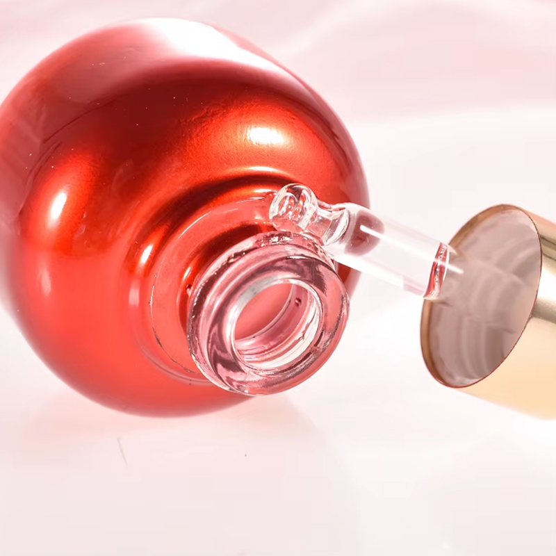 Wholesale Thickened Glass Round Red 30ml Essence Liquid Cosmetic Dropper Bottle