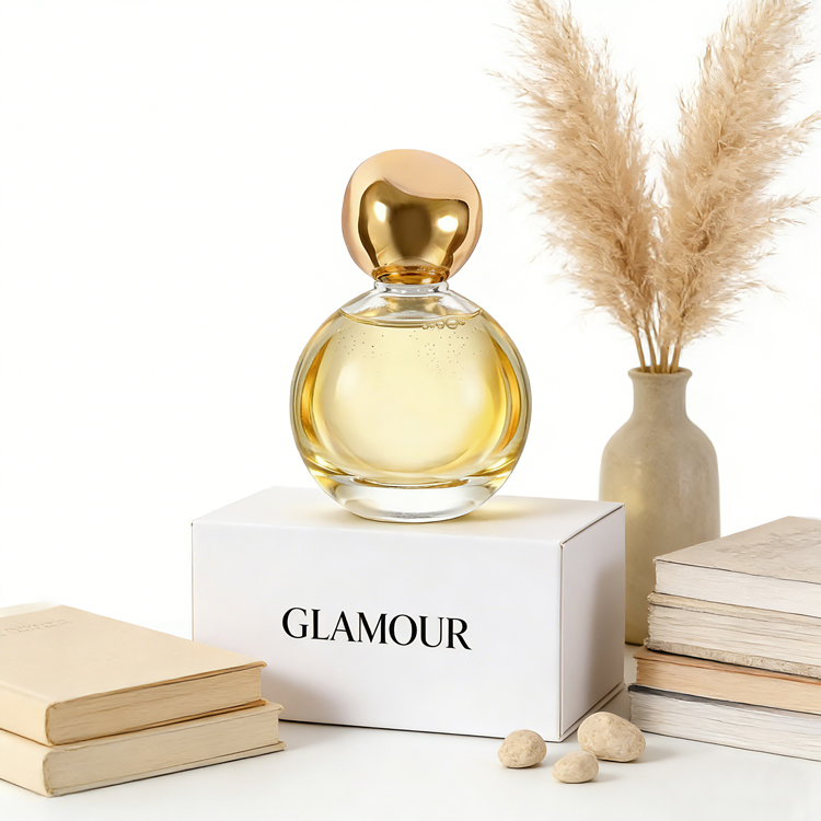  Luxury Spherical Glass Perfume Bottle with Gold Cap High-End Custom Fragrance Packaging