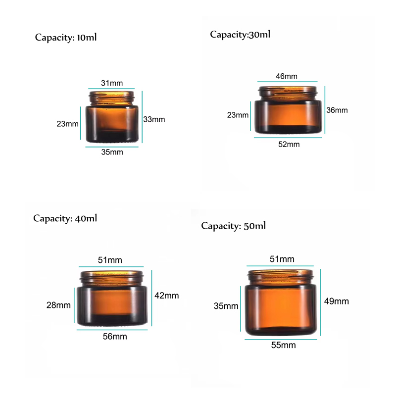 Eco-Friendly Amber Cosmetics Glass Cream Jar 