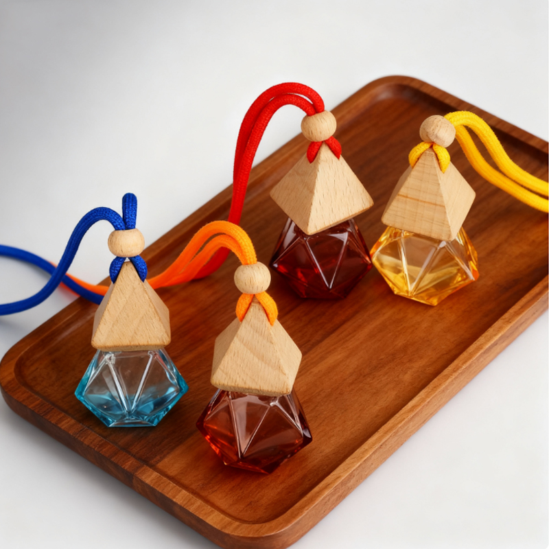 Wholesale diamond shape 8ml Hanging Perfume Car Diffuser Empty Car air Freshener Perfume Glass Bottle