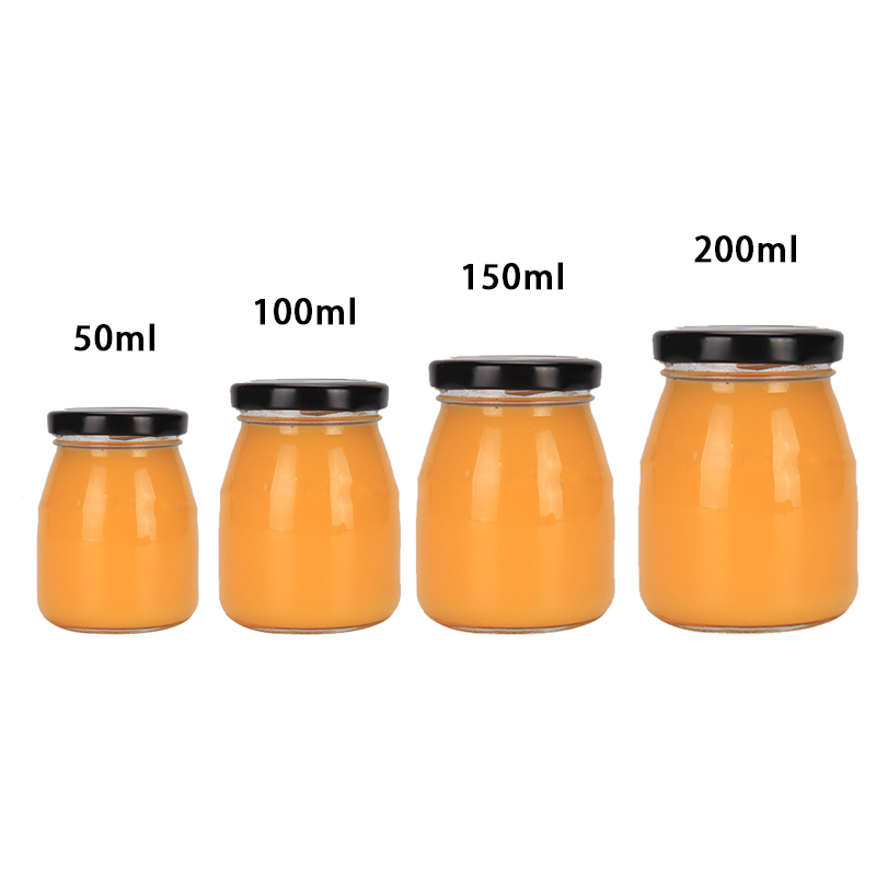 Empty Clear 50ml 100ml 150ml 200ml Lovely Yogurt Glass Jar Pudding Bottle