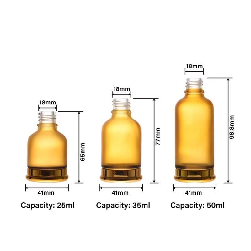 25ml 35ml 50ml Euro Golden Bottom Glass essential oil Bottle with Golden Cap