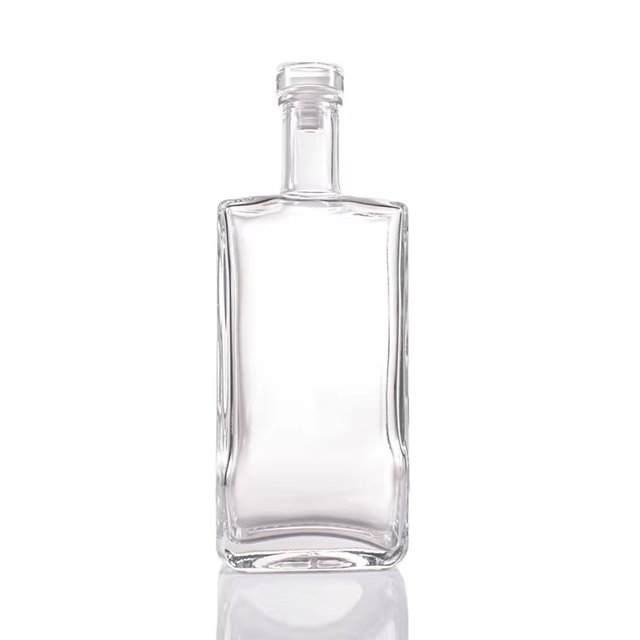 Custom Square Clear Frost Glass Liquor Bottle with Glass Lid