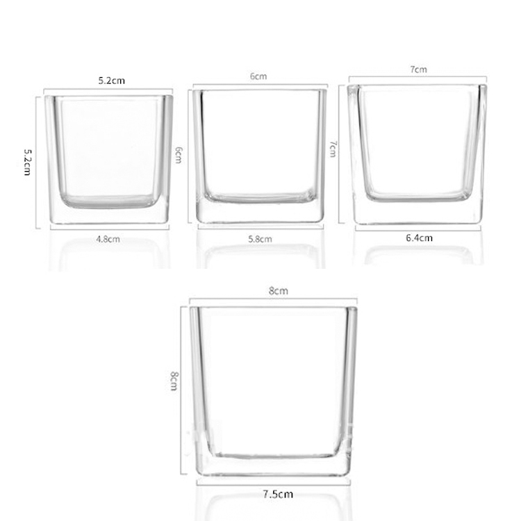 Cheap 80ml 120ml 200ml 300ml Empty Square Candle Jars Clear with Nature Wooden Cork Lid