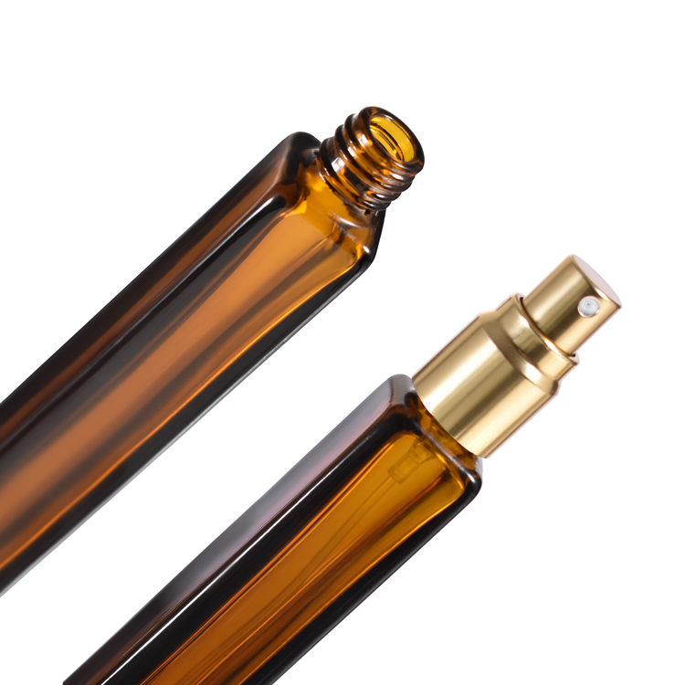 Square Portable Travel 10ml Glass Perfume Spray Bottles Refillable Atomizer Empty Cosmetic Bottle Amber