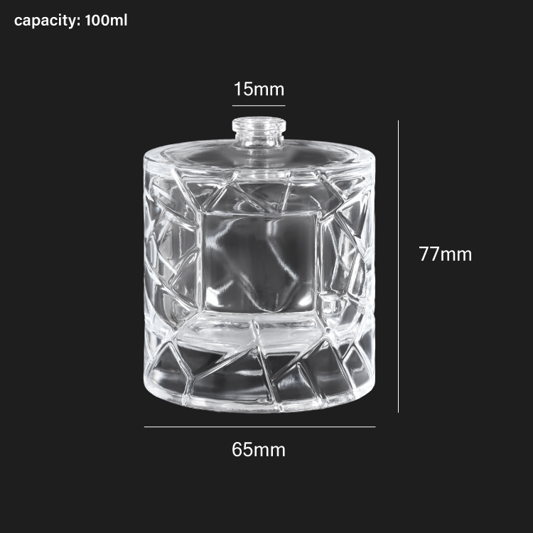 Luxury Diamond-Cut 50ml 100ml Round Glass Perfume Bottle with Metal Cap for Men Fragrance Packaging
