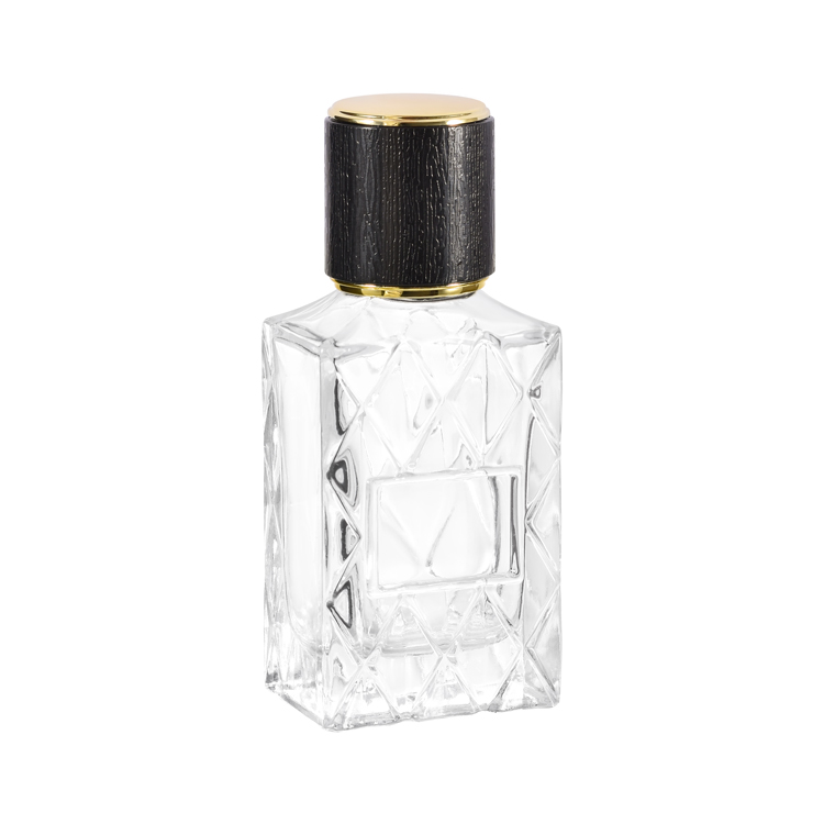 30ml Luxury Embossed Glass Perfume Bottle with Black Cap – Custom Clear Fragrance Bottle Packaging