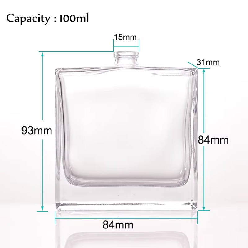 50ml 100ml Fancy High-end Flat Square Transparent Glass Perfume Bottle 