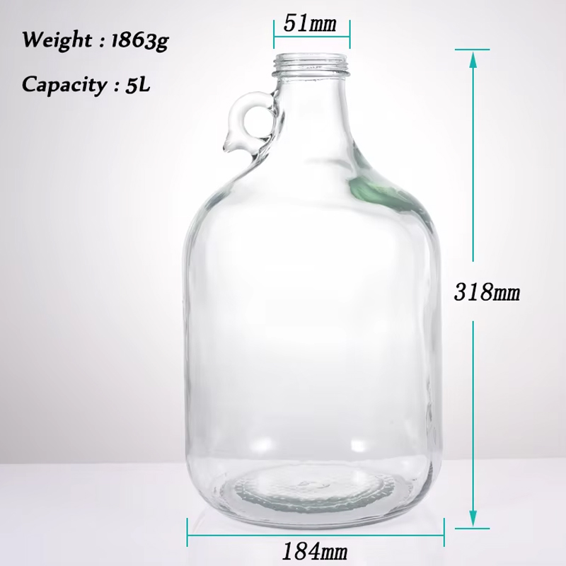 Wholesale Factory Price 5L Demijohn Glass Carboy with Screw Cap One Handle