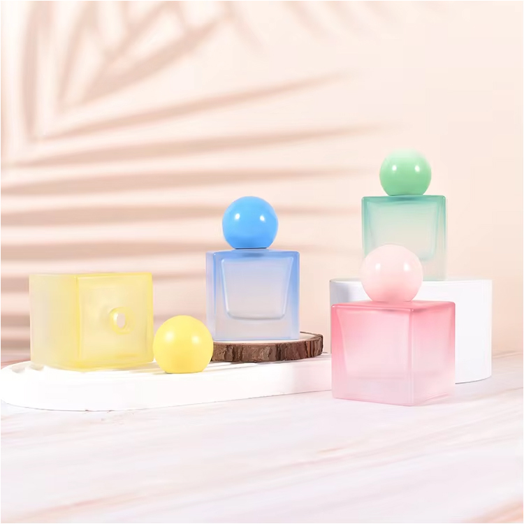 Frosted 50ml Refillable Blue Green Glass Perfume Spray Bottle