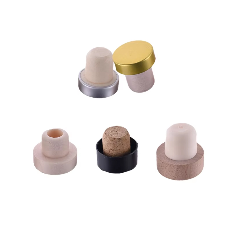 Wood T-Bar Top Cap Synthetic Cork Liquor Wood Bottle Lid