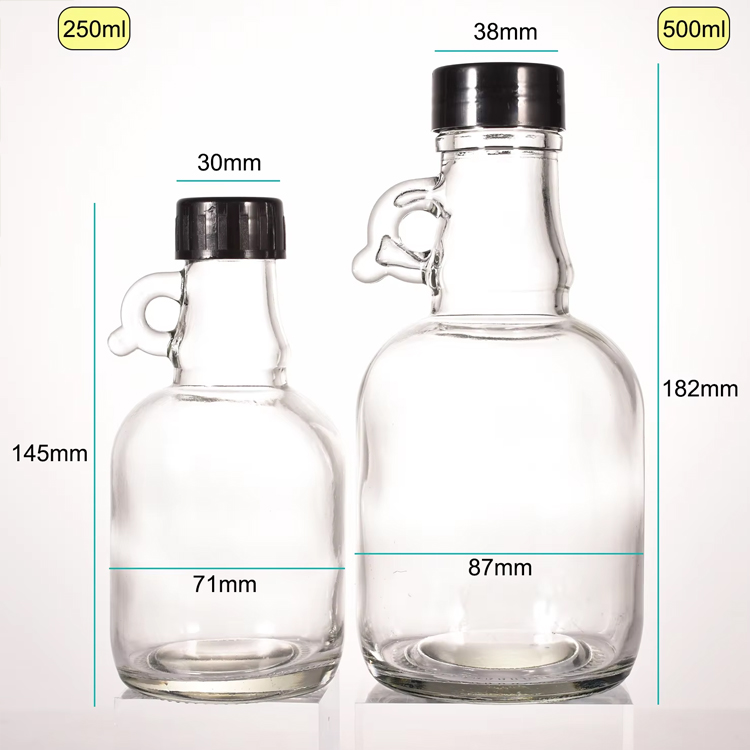 Empty Mini Sugar Cough Maple Syrup Liquor Bottle 250ml 500ml with Handle