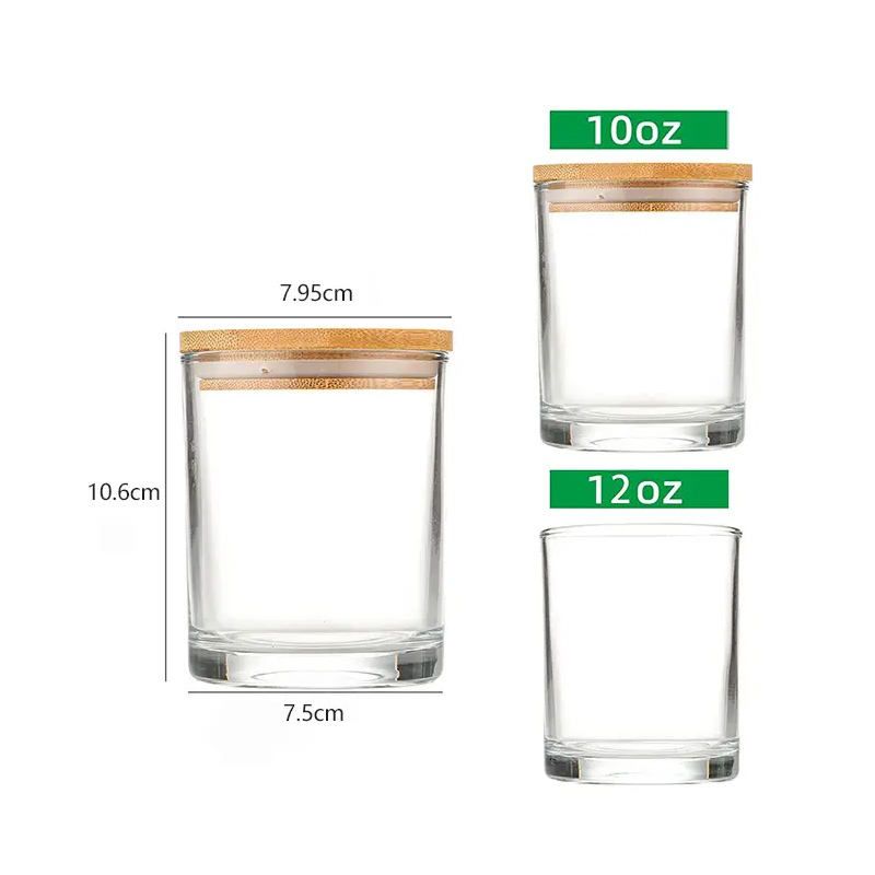 10oz 12oz Glass Candle Jar with Lid