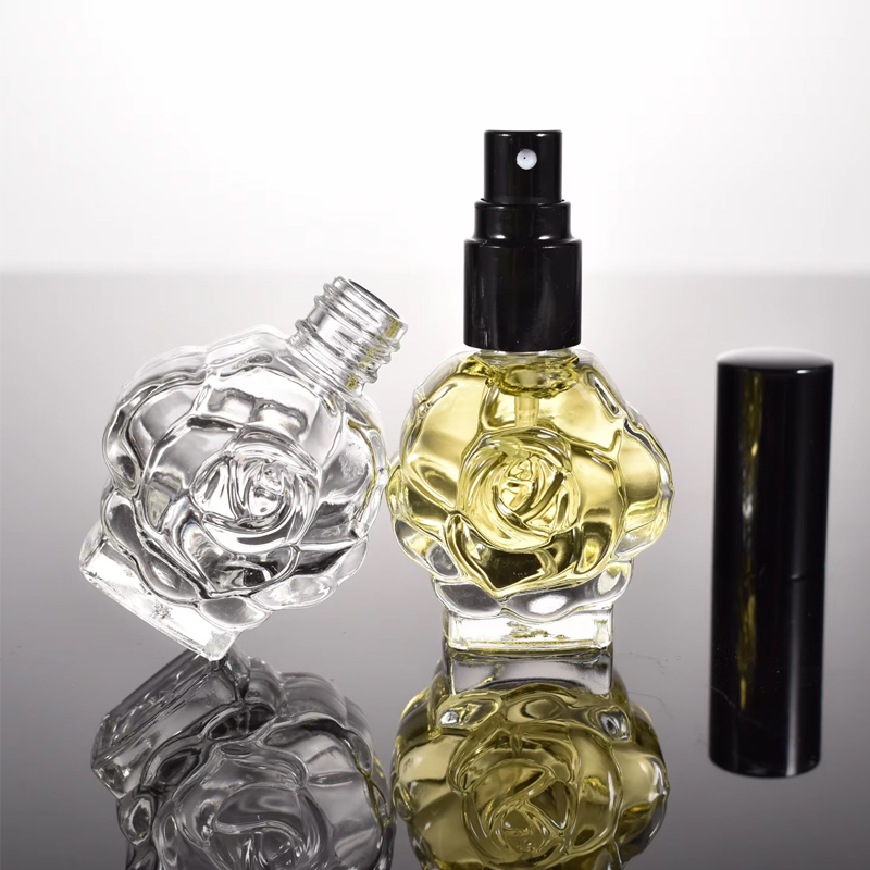 Factory Price Rose Shape Sample 10ml Perfume Bottle With Screw Top for Women