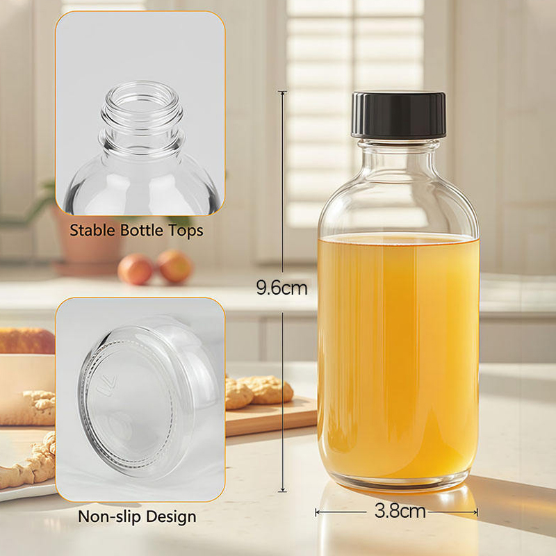  Custom Clear 60ml Glass Beverage Bottles Round Screw Cap Screen Printing Refillable for Juice 