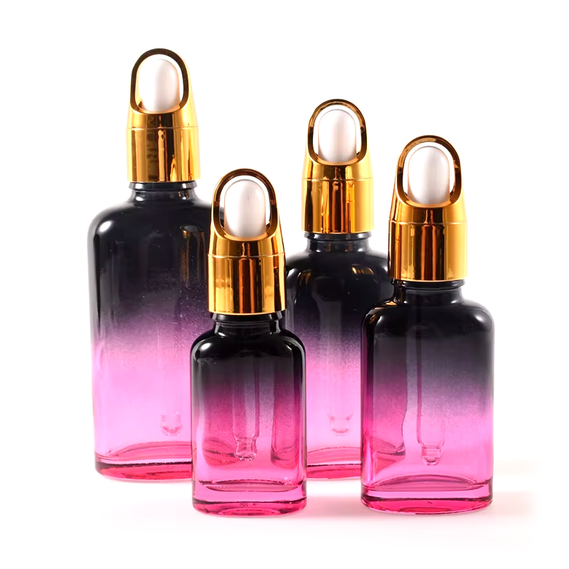 Eco-friendly Gradient Glass 10ml 20ml 30ml 50ml Recyclable Unique Serum Essential Oil Glass Dropper Bottle