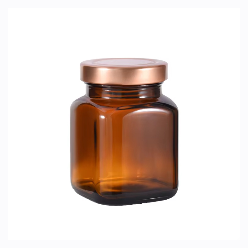 140ml Square Amber Spices Herbs Bath Salts Pickle Jar