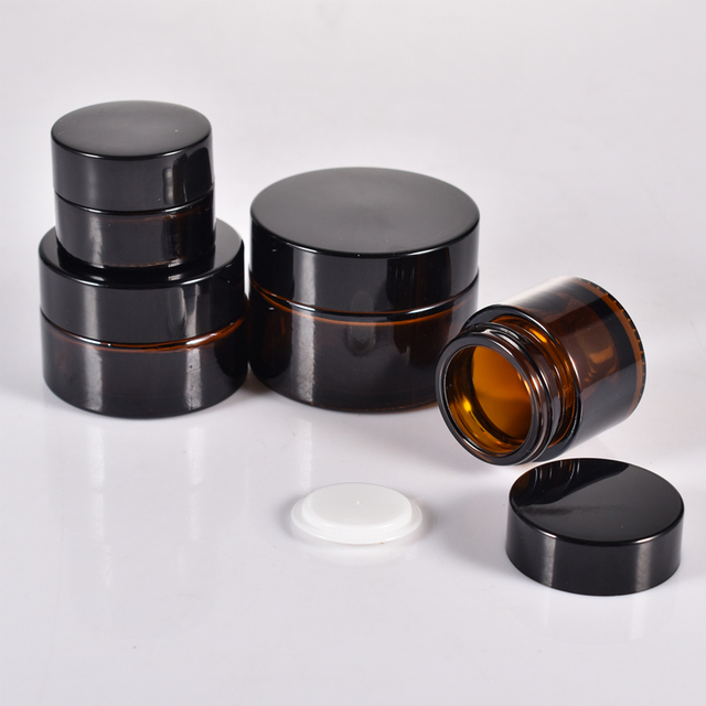Eco-Friendly Amber Cosmetics Glass Cream Jar 
