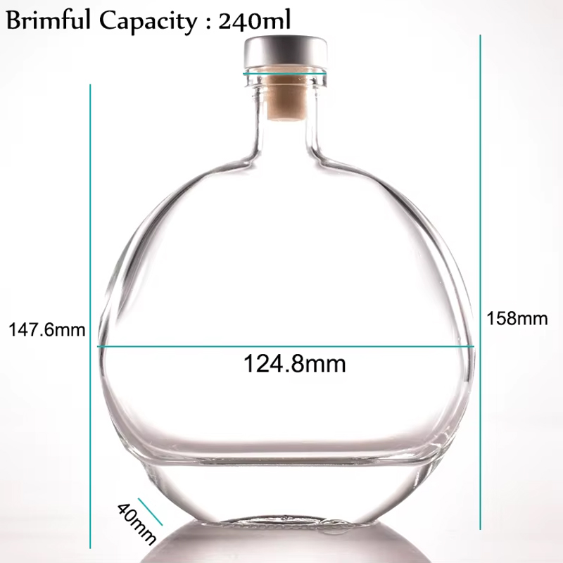 250ml Clear Round Glass Liquor Bottles 