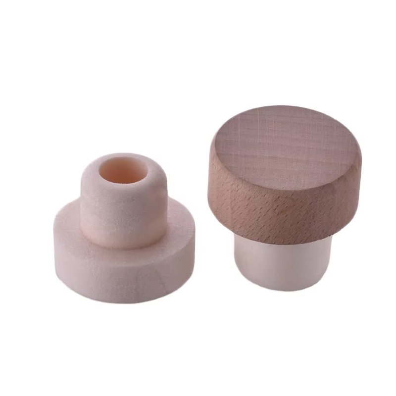 Wood T-Bar Top Cap Synthetic Cork Liquor Wood Bottle Lid