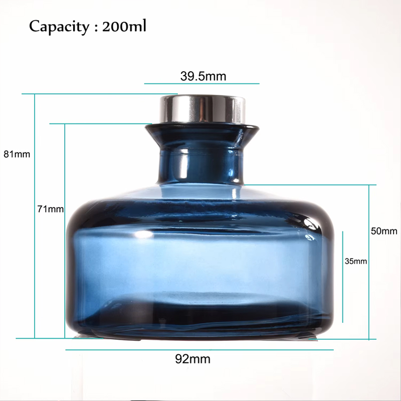 200ml French Blue Room Aroma Designer Diffuser Bottle Glass