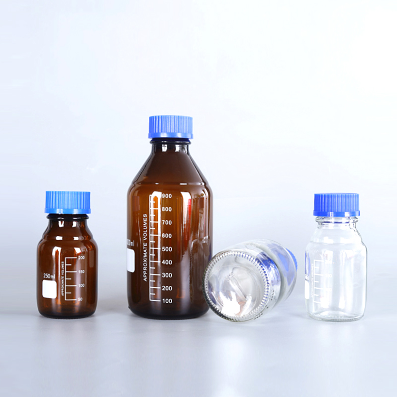 Laboratory Glass Chemical Reagent Bottle 50ml 100ml 500ml 1000ml Scale Graduation Screw Top Cap