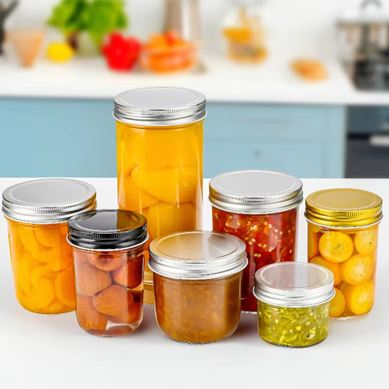Round Caviar Reusable Mason Jar Glass with Aluminium Cap