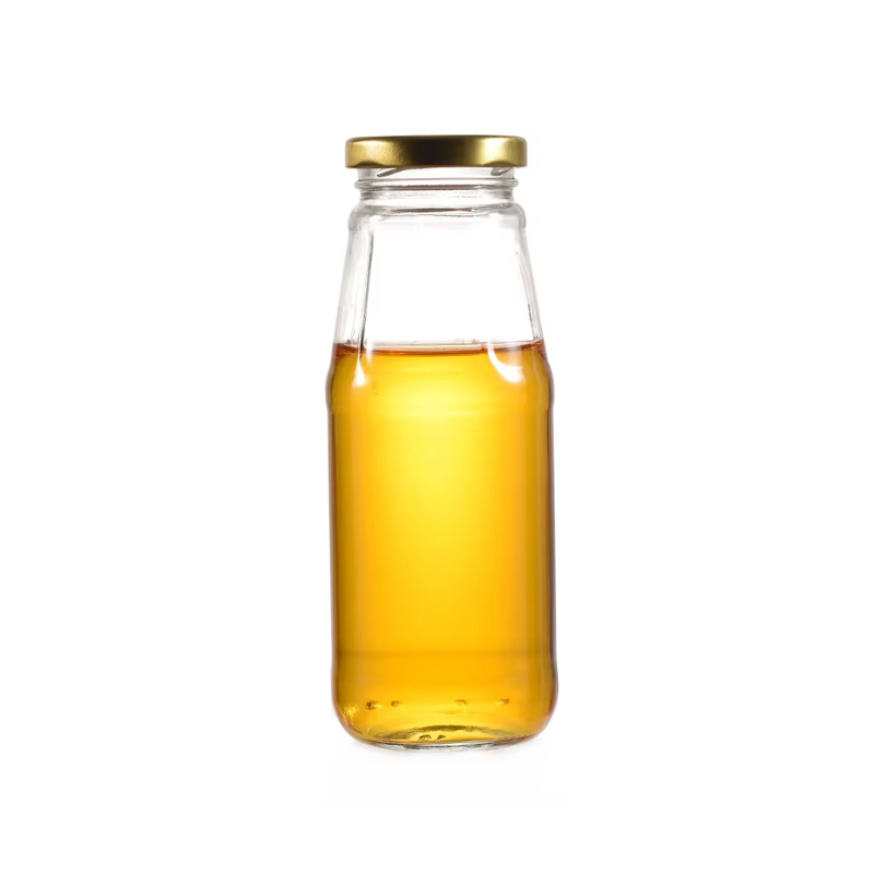 Wholesale 350ml Round Shape Empty Glass Beverage Milk Bottle 