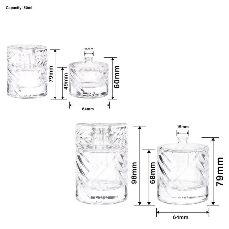 Pattern Perfume Bottle 50 Ml 100ml Cylinder Shape Glass Spray Glass Perfume Bottle