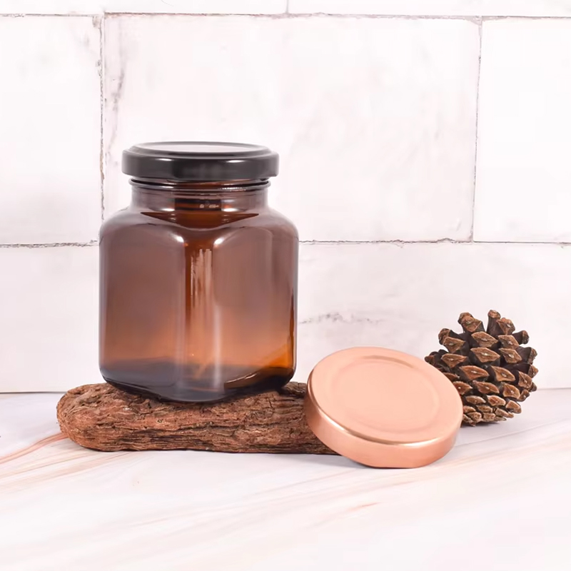 140ml Square Amber Spices Herbs Bath Salts Pickle Jar