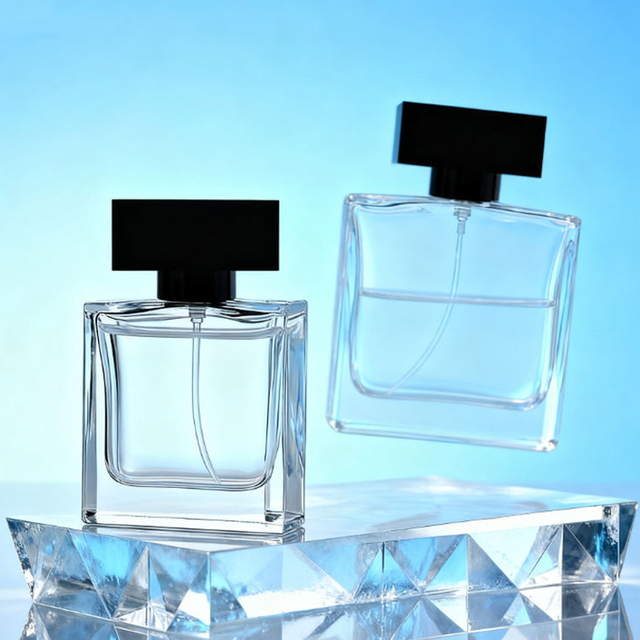 50ml 100ml Fancy High-end Flat Square Transparent Glass Perfume Bottle 
