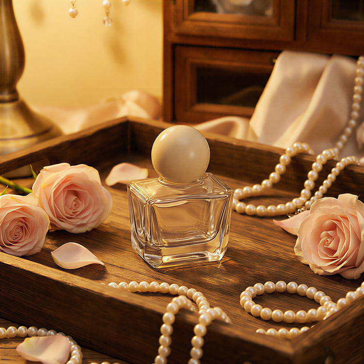 Luxury Square Glass Perfume Bottle with Ball Cap 100ml 30ml 50ml Custom Color Fragrance Packaging