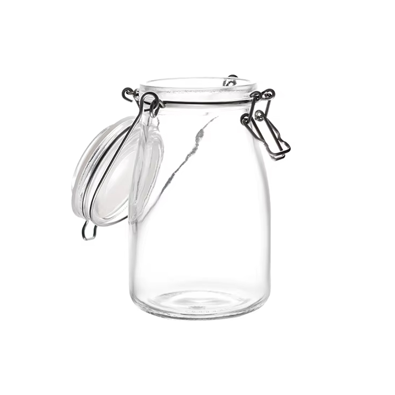 0.5L 1L 1.5L 2L Kitchen Food Glass Storage Jar Airtight Glass Jars with Glass Lid Rubber