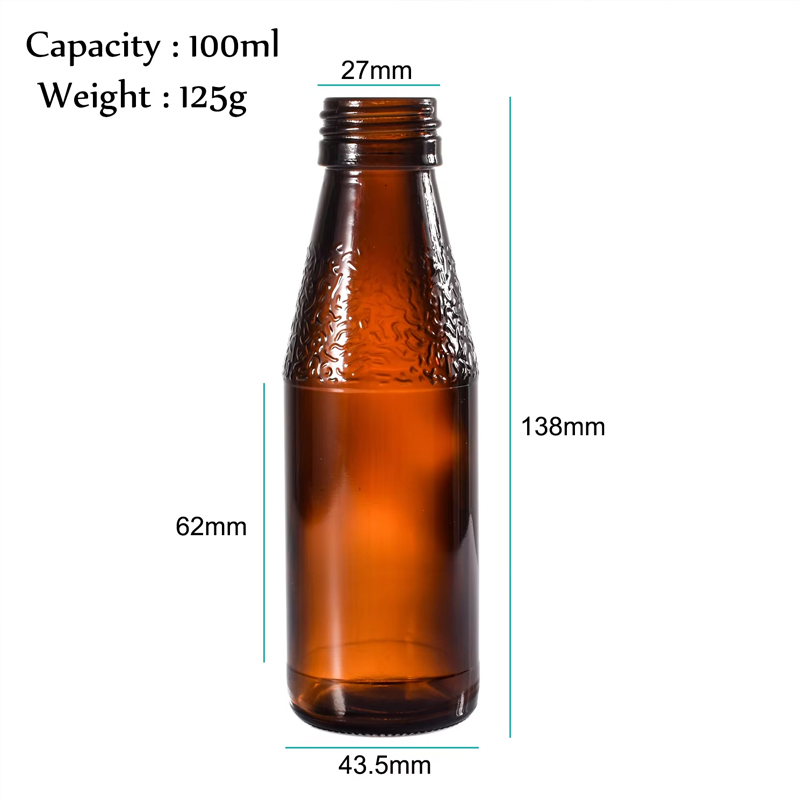 Manufacturer 100ml Sealed Glass Recycle Amber Glass Syrup Bottles With metal Cap