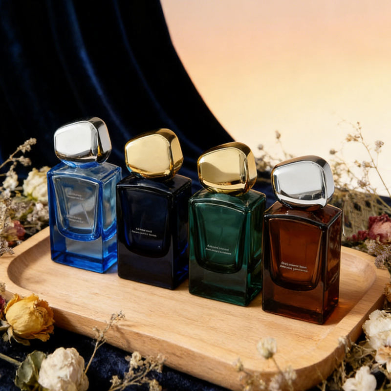 30ml 50ml 100ml High-quality Rectangular Colored Refillable Glass Perfume Spray Bottle