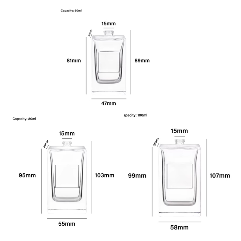 Unique 50ml 80ml 100ml Square Empty Perfume Bottle with Sprayer Cap Luxury