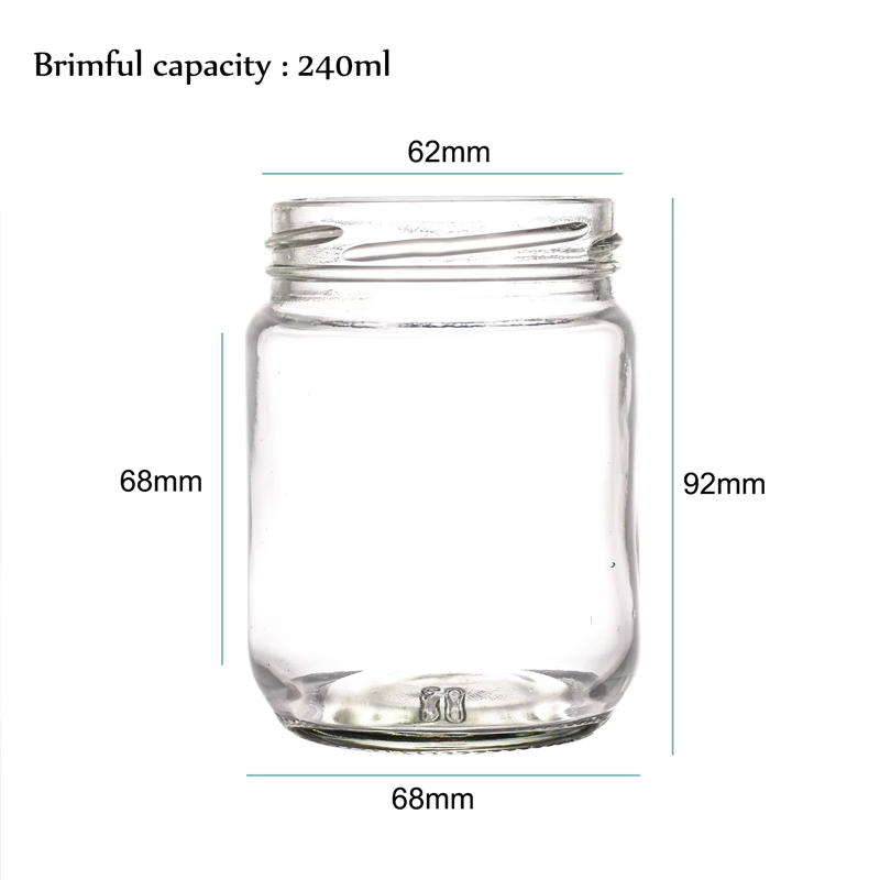 Factory Price Glass Pickle Jar 250ml with Airtight Metal Lid
