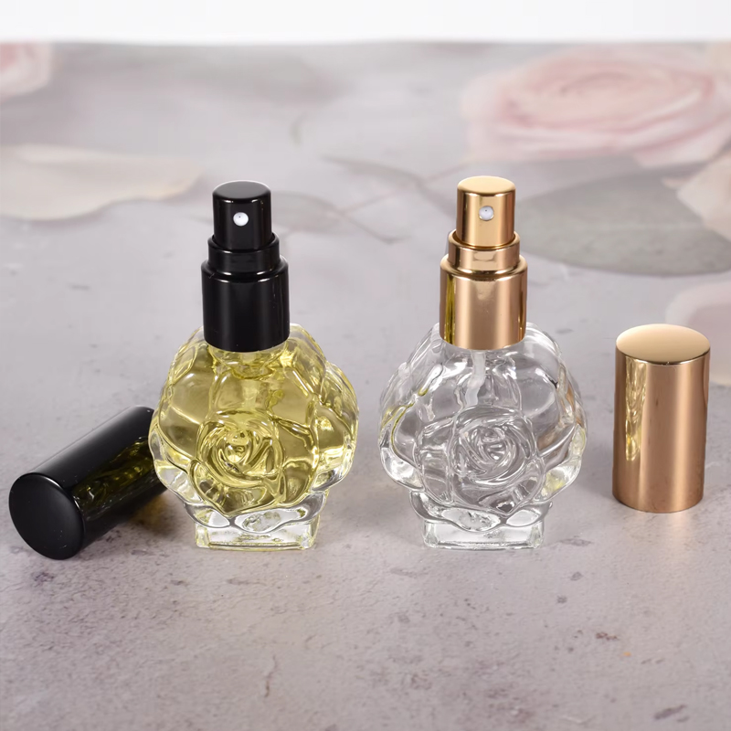 Factory Price Rose Shape Sample 10ml Perfume Bottle With Screw Top for Women