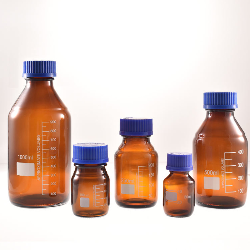 Laboratory Glass Chemical Reagent Bottle 50ml 100ml 500ml 1000ml Scale Graduation Screw Top Cap