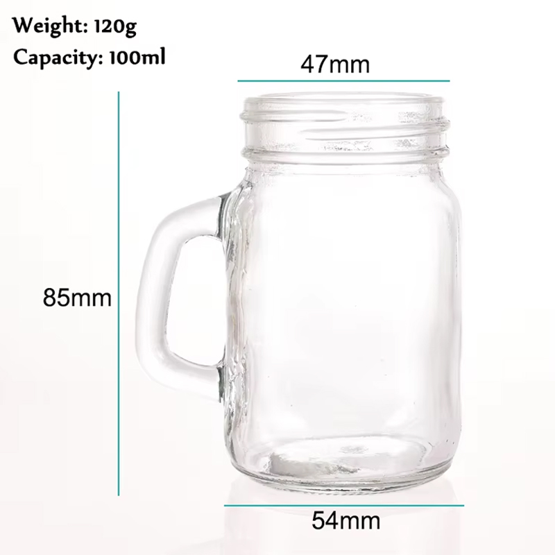Clear Mason Drinking Jar Mug with Handle And Straw