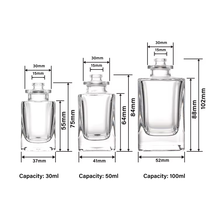 Fragrance Vintage Square Spray 30 Ml 50 Ml 100 Ml Empty Glass Perfume Bottles With Wooden Cap